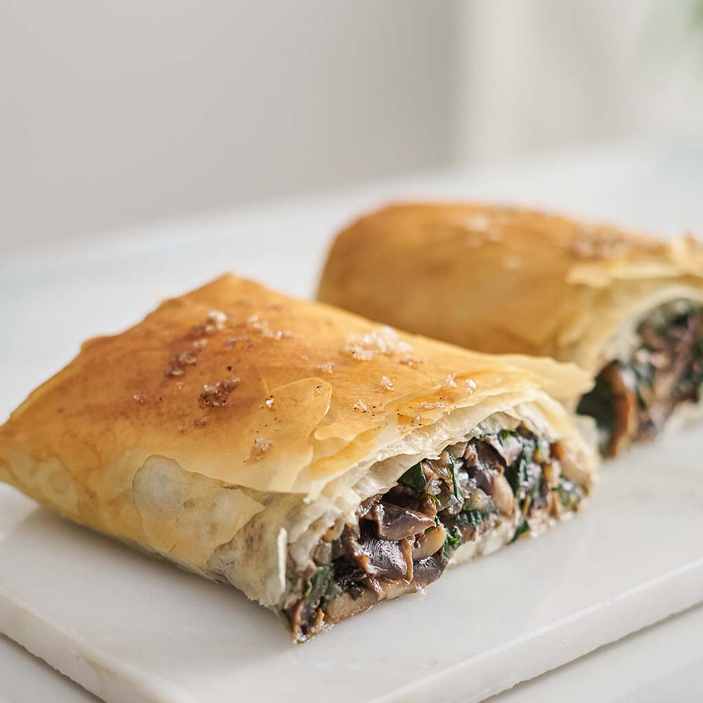 Struddel de Queijo Feta, Quente ou fria e Cogumelos